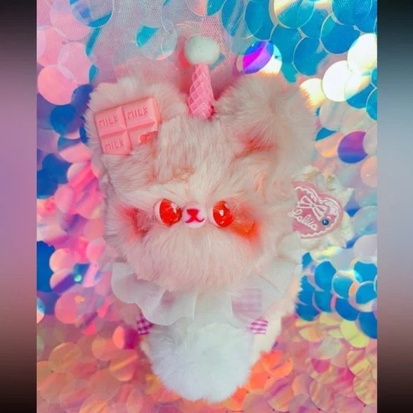 Strawberry Pink Sugar Cone Bunny Cat & Teddy Bear Plush Set